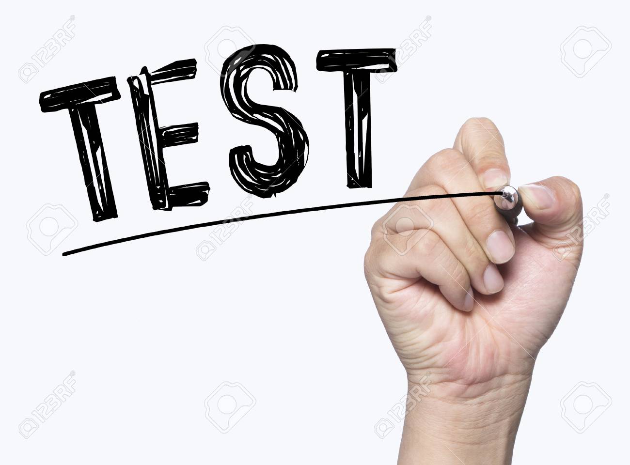 64508202-test-written-by-hand-hand-writing-on-transparent-board-photo
